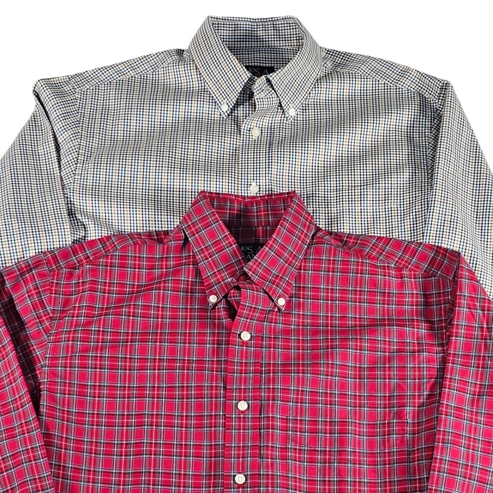 Lot of‎ 2 Jos. A. Bank Button Down Mens M Multicolor Plaid Traveler's Collection